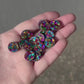 Rainbow Star Round Acrylic Glitter Toppers 14mm