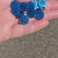 NEW STYLE Electric Blue Round Acrylic Glitter Toppers 14mm pk 20