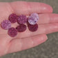 BULK!! NEW STYLE Magenta Round Acrylic Glitter Toppers 14mm pk 100